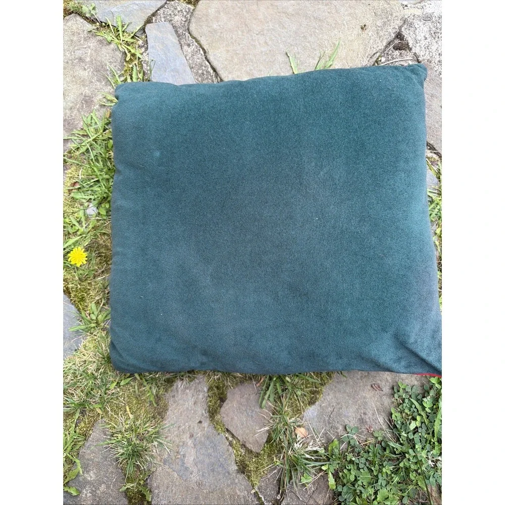 Vintage crazy quilt throw pillow made from  Scrap, green velvet back 16 x 17